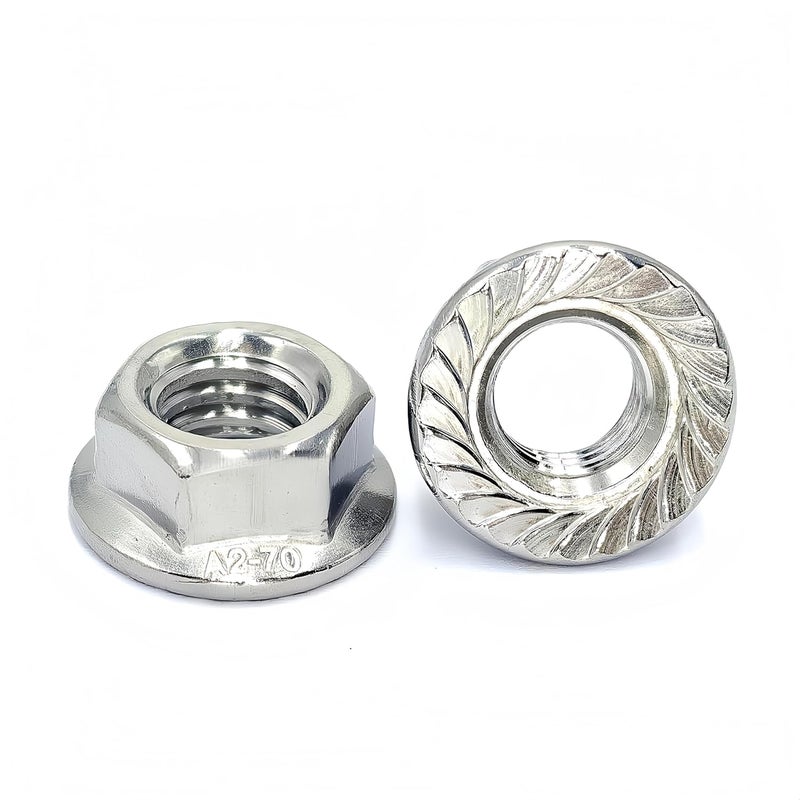 heyday 3/8-16 Serrated Flange Hex Lock Nuts 25 Pcs 304 Stainless Steel 18-8, Full Thread, Hex Drive, Bright Finish - Image 1